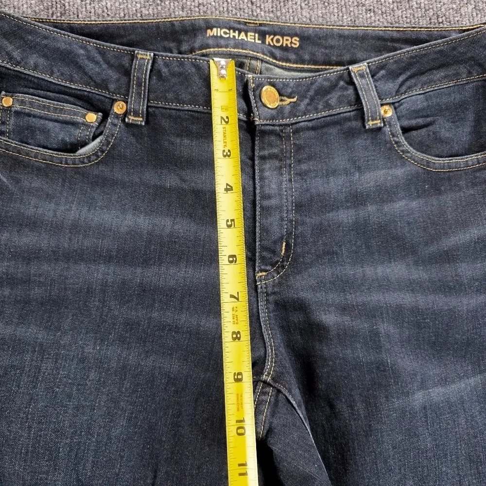 Michael Kors‎ Mens Dark Indigo Skinny Jeans Size 10 Gold Hardware Stretch Denim